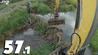 Beaver Dam Removal With Excavator No.57.1 - Cabin View - Big Amount Of Water