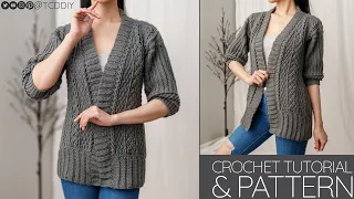 How to Crochet: Cable Stitch Cardigan | Pattern & Tutorial DIY