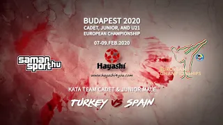 Karate WKF 2020 Budapest - Turkey vs Spain - Cadet & Junior Kata Team Male Final