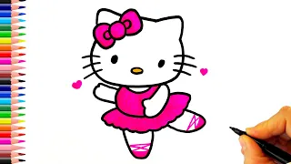 Balerin Hello Kitty Çizimi - Kolay Çizimler - Hello Kitty Nasıl Çizilir?