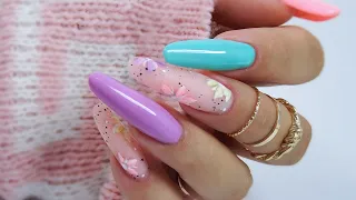 pastel flowers nails art tutorial /Elisium Nails