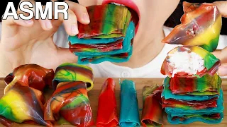 ASMR Frozen Fruit Roll Ups with Ice Cream | 얼린프룻롤업 아이스크림 먹방 | Crunchy and Chewy | MINEE EATS