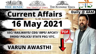 16 MAY 2021 CURRENT AFFAIRS | Daily Current Affairs Jackpot |#CurrentAffairs2021