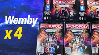 I pulled 4 Wembys! 2023-24 Panini Prizm Monopoly Booster Box Review x5 - Hunting Victor Wembanyama