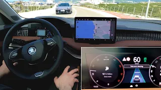 Skoda Superb 2024: Travel Assist real-life test on highway, sub-urban roads. Semi-autonomous driving