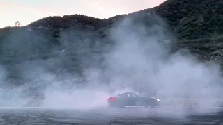 Smoke Mercedes AMG GT S drift spins donuts