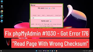 Fix phpMyAdmin #1030 - Got Error 176 "Read Page With Wrong Checksum" From Storage Engine Aria