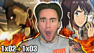 ATTACK ON TITAN 1x02 AND 1x03 (REACTION)