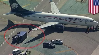 Aeromexico plane crashes into supply truck on LAX taxiway, eight injured - TomoNews