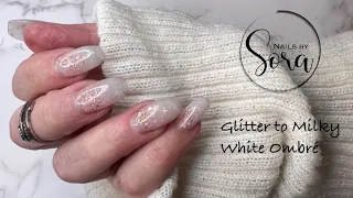 Milky White Glitter Ombre | Gel Method | Light Elegance & Madam Glam