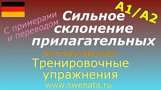 Сильное склонение прилагательных в немецком языке (Nominativ/Akkusativ) в упражнениях