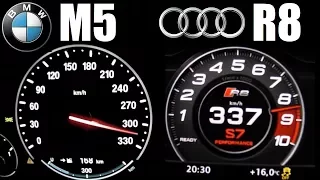 NA or TURBO ?! Audi R8 V10 Plus (610HP) vs BMW M5 F10 (560HP) 0-330 km/h Top Speed