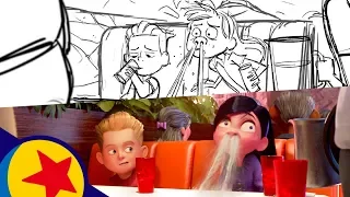 Awkward Parr Family Dinner from Incredibles 2 | Pixar Side-by-Side