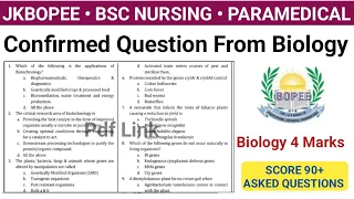 Jkbopee Bsc Nursing Asked Questions 2024| Most Important Video Score 90+ | Confirm 4 Marks Now 🔥