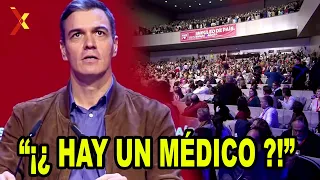 Sánchez OBLIGADO A PARALIZAR su discurso: "¿Hay un médico en la sala?"