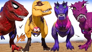 Spider-Man Big King Shark & Indoraptor vs Spinosaurus T-REX Dinosaurs Fight Jurassic World Evolution