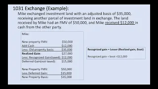 1031 Exchange Cases (Recognized Gain = Realized Gain or Boot)