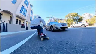 Back at Rosemary District longboard Urban streets Downtown Sarasota Florida