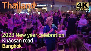 🇹🇭 2023 New year countdown, celebration Khaosan road, Bangkok | walking street | Thailand night life