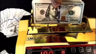 Upromax Gold Money Counter Machine UV/MG/IR Counterfeit Detector Display - 1000 Bills a Minute