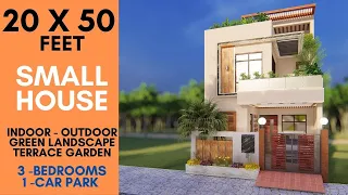 20X50 feet Small House Design | Inside - Outside Green | Landscape Green Garden | ID-061