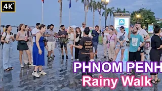 Phnom Penh Walk | Rainy Walking In Cambodia | 4K September 2023