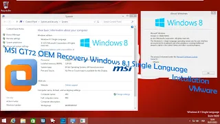 MSI GT72 OEM Recovery Windows 8.1 Single Language Installation - VMware