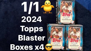 OMG WE PULLED A CHICKEN 1/1 🤪. 2024 Topps Series 1 Blaster Boxes x4 Spring Parallels, Royal Blue😎