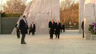 President Trump visits Martin Luther King memorial to honor civil rights leader