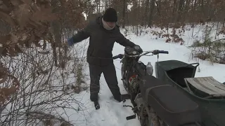 мотоцикл Урал с двигателем от бензопилы.