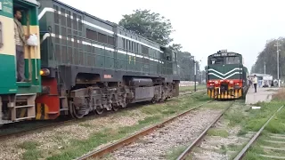 ZCU-20 Vs GEU-20 Locomotives || Train Crossing At Jhelum Railway Station || Pakistan Railways