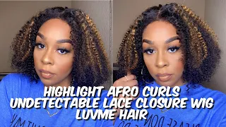 4C EDGES | HIGHLIGHT AFRO CURLS GLUELESS UNDETECTABLE HD LACE CLOSURE | LUVME HAIR | Lindsay Erin
