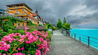 Refreshing summer rain in Brienz, Switzerland 🇨🇭 Swiss village 4K