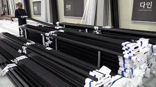 Mass Production Process of Insect Screens for Folding Doors. Screen Door Factory in Korea.