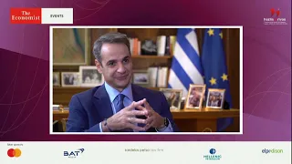 Daniel Franklin in dialogue with Kyriakos Mitsotakis at the 24th Economist Government Roundtable