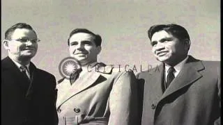 The three surviving members of the Iwo Jima flag raising: Ira Hayes, Rene Gagnon,...HD Stock Footage