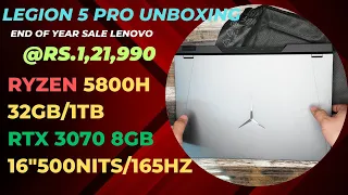 Just at ₹121,990 Legion 5 Pro Ryzen 7 5800H 32GB/1TB 3070  16 Inch 500 Nits  #lenovo Unboxing Review