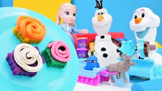 Play Doh videosu. Lisanslı Karlar Ülkesi Olaf ve Elsa Anna için kar tanesi kurabiyeler yaptılar