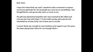 Write a letter to your aunt telling for sending you a gift on your birthday #letter