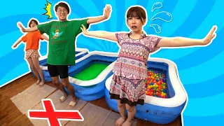 【検証】プールに飛び込め！！水着でミステリープールチャレンジやってみた！〜Mystery Pool Challenge〜【対決】