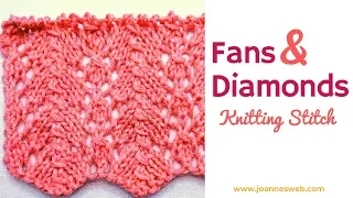 Fans and Diamonds Knitting Stitch - Lace Knitting Stitch Patterns