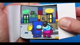 Huggy Wuggy impostor and Squeak pink soldier Among Us Flipbook animation