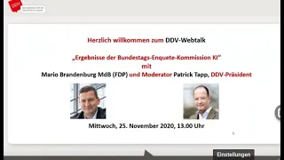 DDV-Webtalk "Ergebnisse der Bundestags-Enquete-Kommission KI" mit MdB Mario Brandenburg