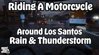 Riding A Motorcycle At Night Around Los Santos (Rain Sounds For Sleep)