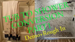 Tub to walk in Shower conversion part 1 (Demo+Valve rough in)