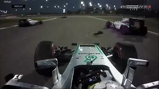 F1 2016 Bahrain GP Lewis Hamilton Collision with Valterri Bottas ONBOARD