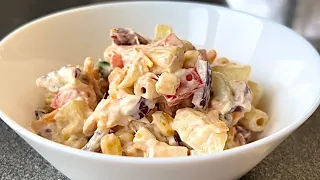 Rainbow Tuna Pasta Salad Recipe with Mayo and Sour Cream | Creamy Pasta Salad