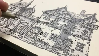 Sketchbook Ink Drawing Vlog | Pirate Tavern