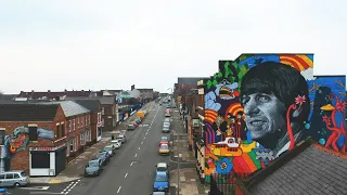 Ringo Starr Mural From The Air and his homes in Liverpool 8 the Dingle