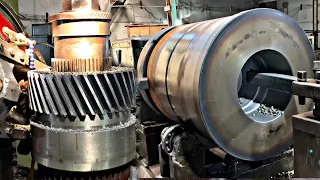 150yrs old British vertical lathe tooling - 3.5 ton Double Helical Gear for rolling mill